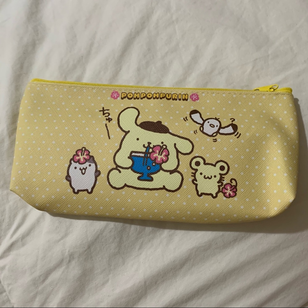 Pompompurin Yellow Pencil Bag with White Polka Dots